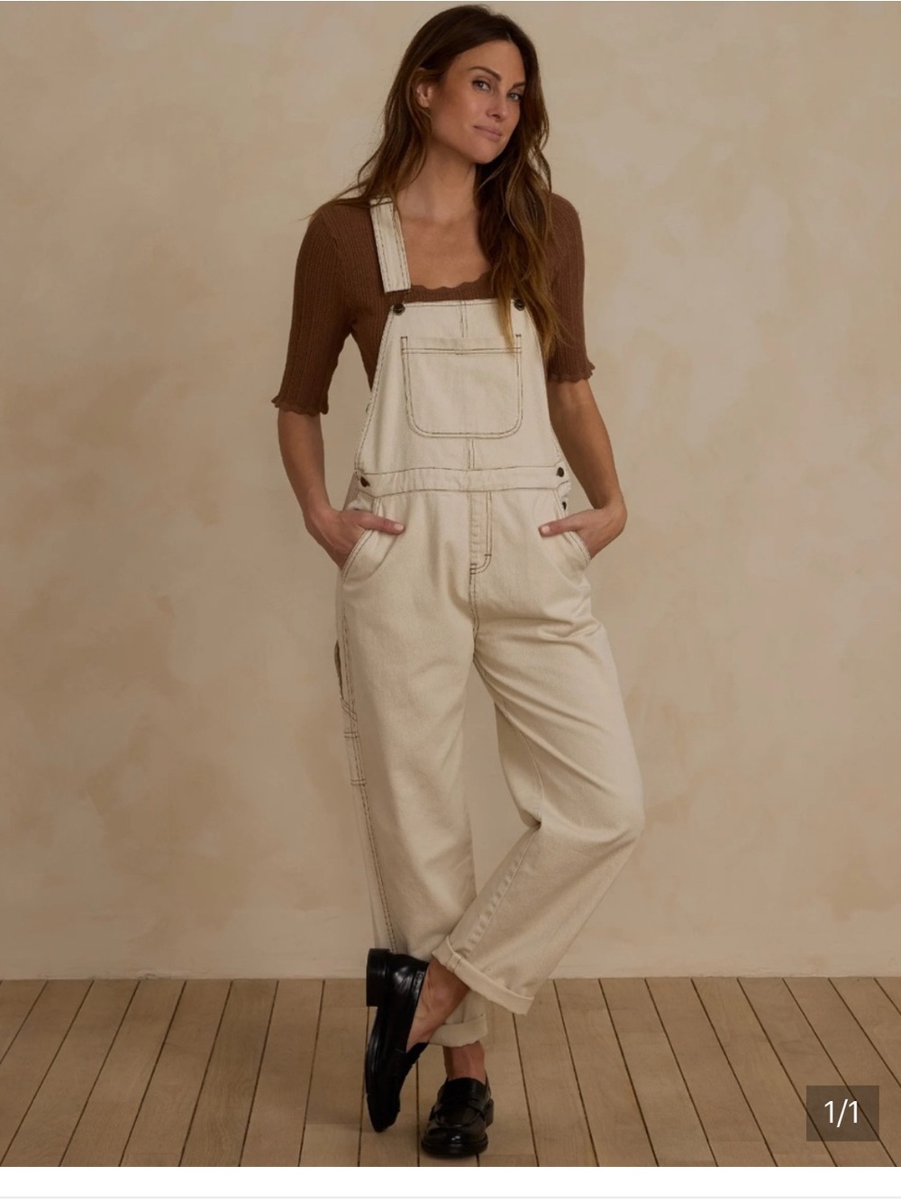 Rylee + Cru Women's Denim Overalls - Relaxed Fit natural/cream medium